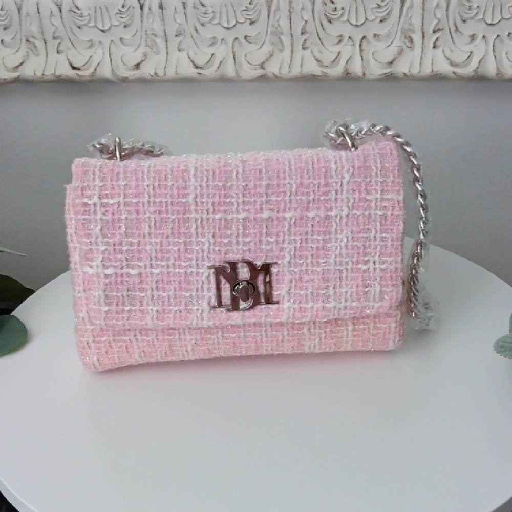 Badgley Mischka Pink Tweed Shoulder Bag